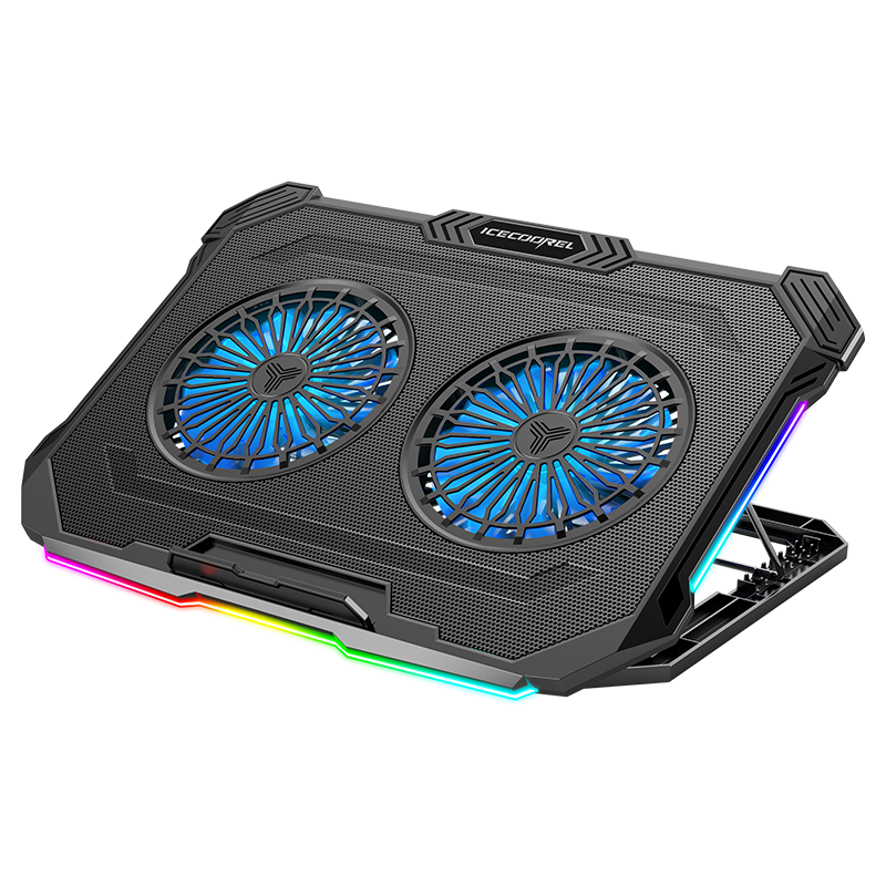 ICE COOREL F8 Laptop Cooling Pad, Adjustable Speed Fan Stand with RGB Lighting, Height-Increasing Base for Lenovo, Colorful, Huawei, And Mechanical Engineers, Compatible with 17.3-Inch Laptops