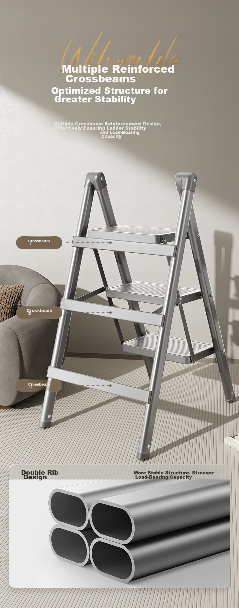 Kentai Folding Ladder, Household A-Frame Ladder, Indoor Multi-Functional Thickened Four-Step Engineering Flower Stand Ladder F1W-HUI4 11
