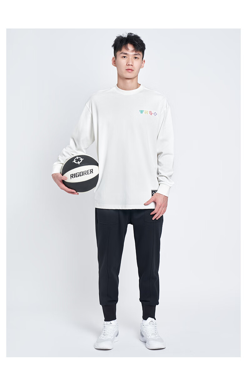 RIGORER Crew Neck Long Sleeve T-Shirt New Autumn Basketball Sports Training Fashion Embroidered Casual Pullover Sweatshirt 14