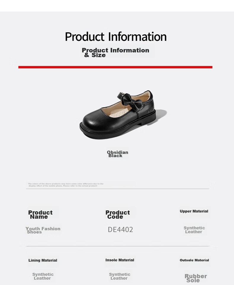Belle Children's Shoes, Spring And Autumn 2025, Kids Leather Shoes, Back-To Student Shoes, Girls' Black Leather Shoes, Flats, Black, Size 32 6