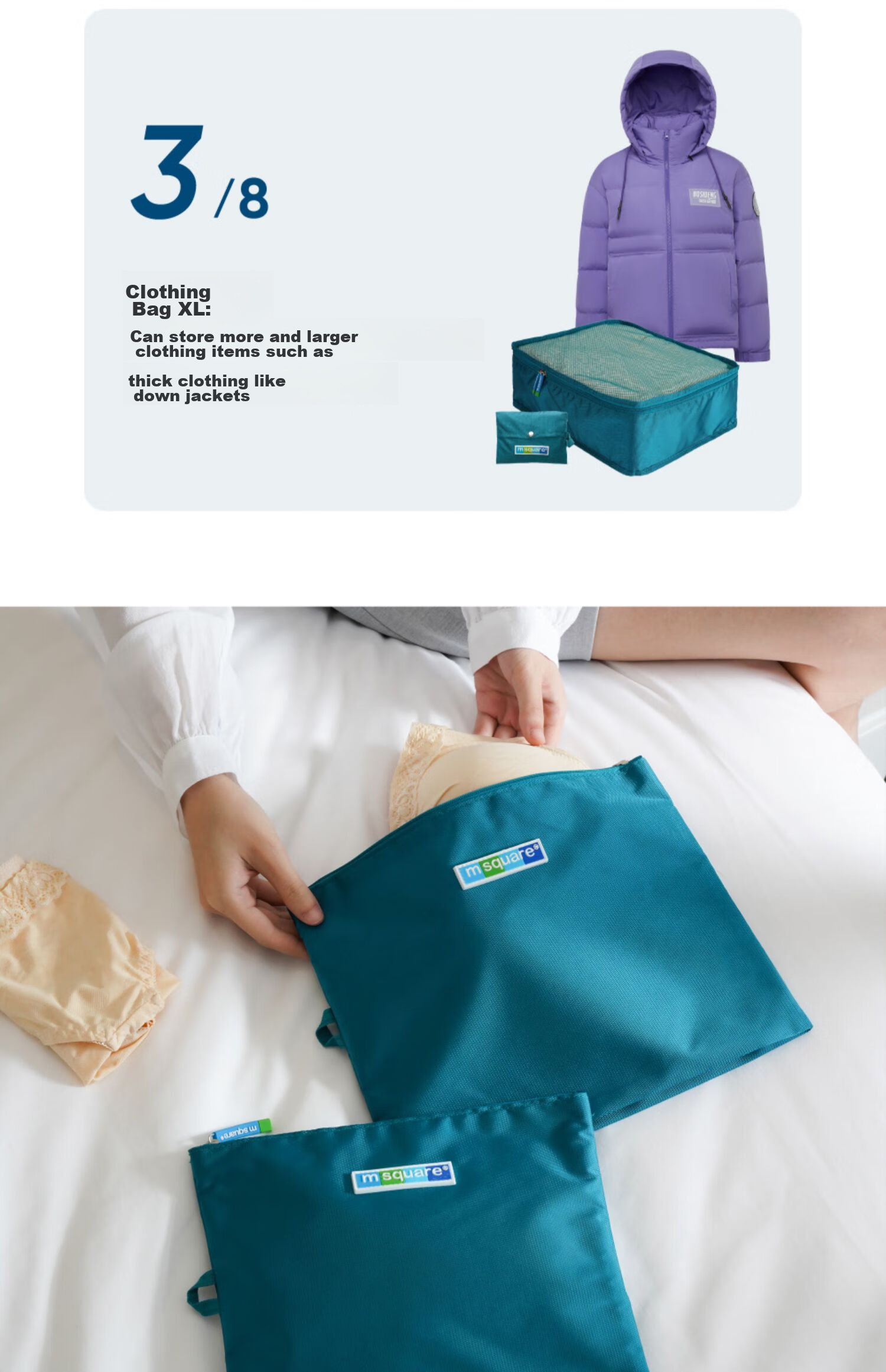 M Square Travel Storage Bag, Luggage Organizer Set of 7, Clothes Underwear Shoe Bag, Shoe Pouch, Norsen Gree 9