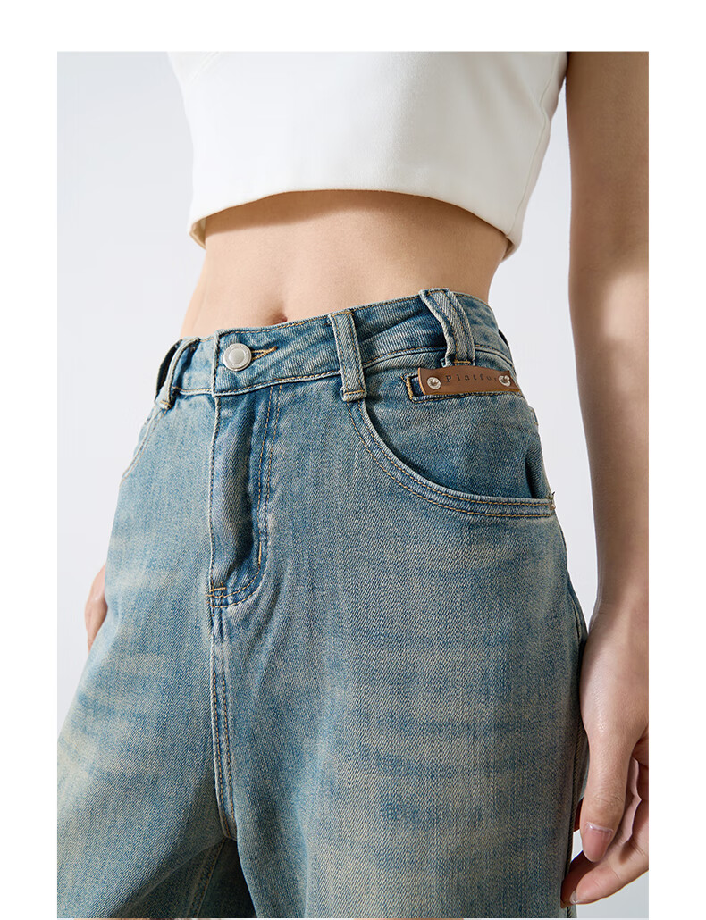 Oulain Casual Versatile Jeans for Women, Autumn Comfortable Retro Cropped Dad Pants, Denim Blue, XL 4