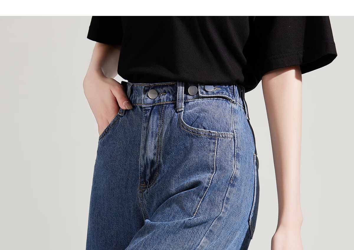 Halo Queen Women's Denim Shorts, Summer A-Line, Contrasting Colors, Slimming, Retro Hot Pants, High-Waisted, Leg-Lengthening, H52N030 21