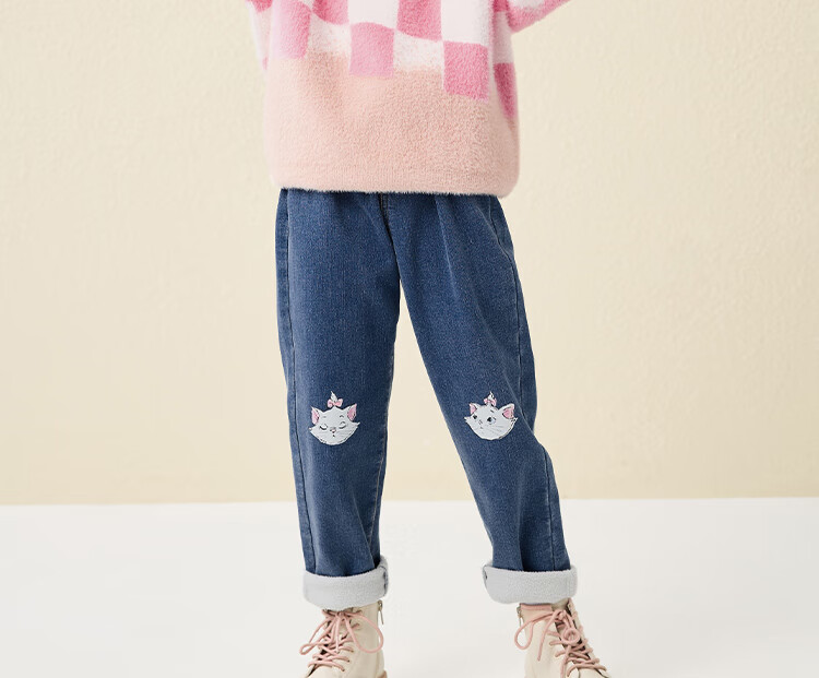 DISNEY Children's Clothing, Girls' Round Neck Sweater, Fashionable Gradient Mesh Warm Top, Winter 2023, DB341HE09, Pink, Size 120 14