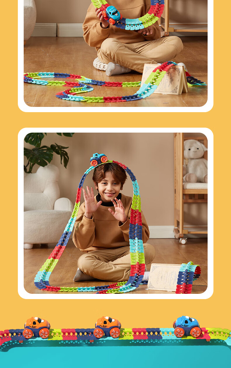 Beimuxing Children's Toy Car for Ages 3-6, Anti-Gravity Track Roller Coaster, DIY Assembly Train, Birthday Gift for Boys And Girls 1