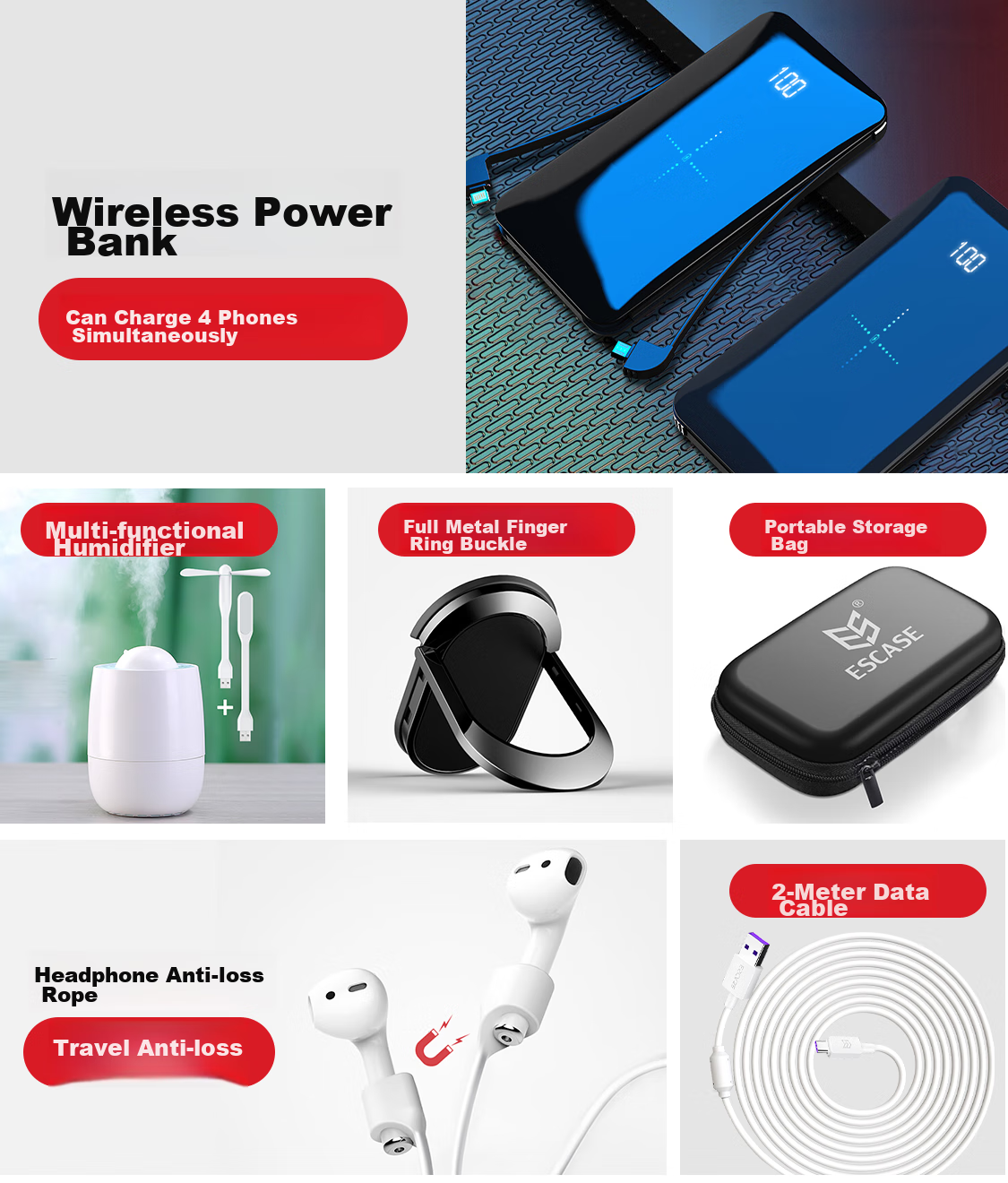 ESCASE Huawei FreeBuds3/pro/4i Wireless Bluetooth Sports Earphones Anti-Lost Strap, Travel Anti-Drop, Adhesive Non-Slip, White 1