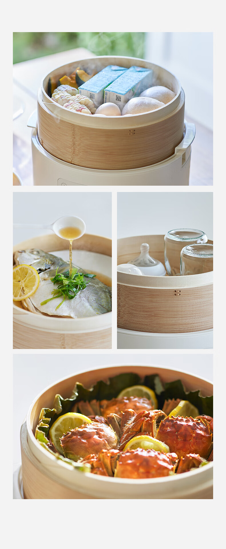 Olayks Steamer Bamboo And Wood Steaming Pot Electric Steamer Multi-Functional Breakfast Machine for Home Use Quick Heating No-Drip Timer Adjustable Temperature Upgrade Version 2-Layer 12