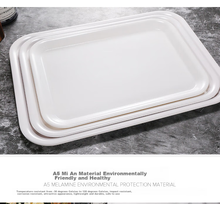 Quanshi A5 Melamine Tea Tray, Plastic Rectangular Tray, Fruit Plate, Food Tray, Canteen Meal Plate, Serving Dish, Large Size 4