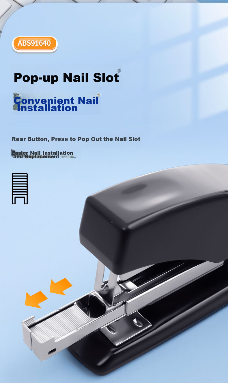 M&G 12# Stapler, Business-Style Low-Effort Stapler, Student Office Supplies, Pop-Up Staple Channel, Exam Paper And Homework Binding Machine, Black ABS91640 1