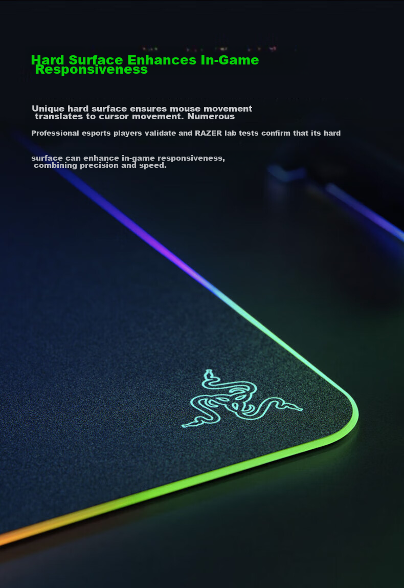Razer Flame Dragon Hard Fine Texture Mouse Pad, RGB Color-Changing Illuminated Hard USB Gaming Mouse Pad, Flame Dragon V2 3