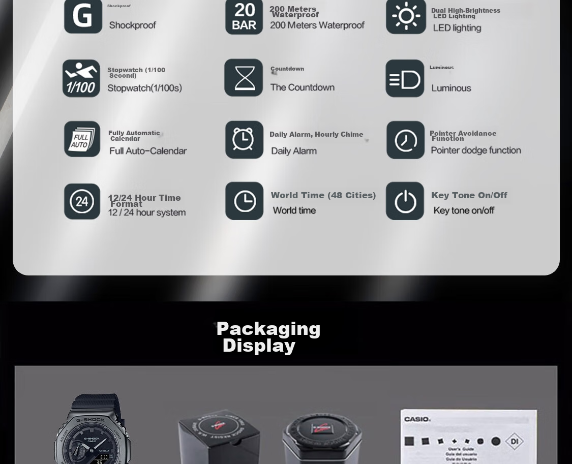 Casio Men's Watch, G-SHOCK Black Warrior BLACK, Sports Student Digital Watch, Japanese And Korean Style, GM-2100BB 7