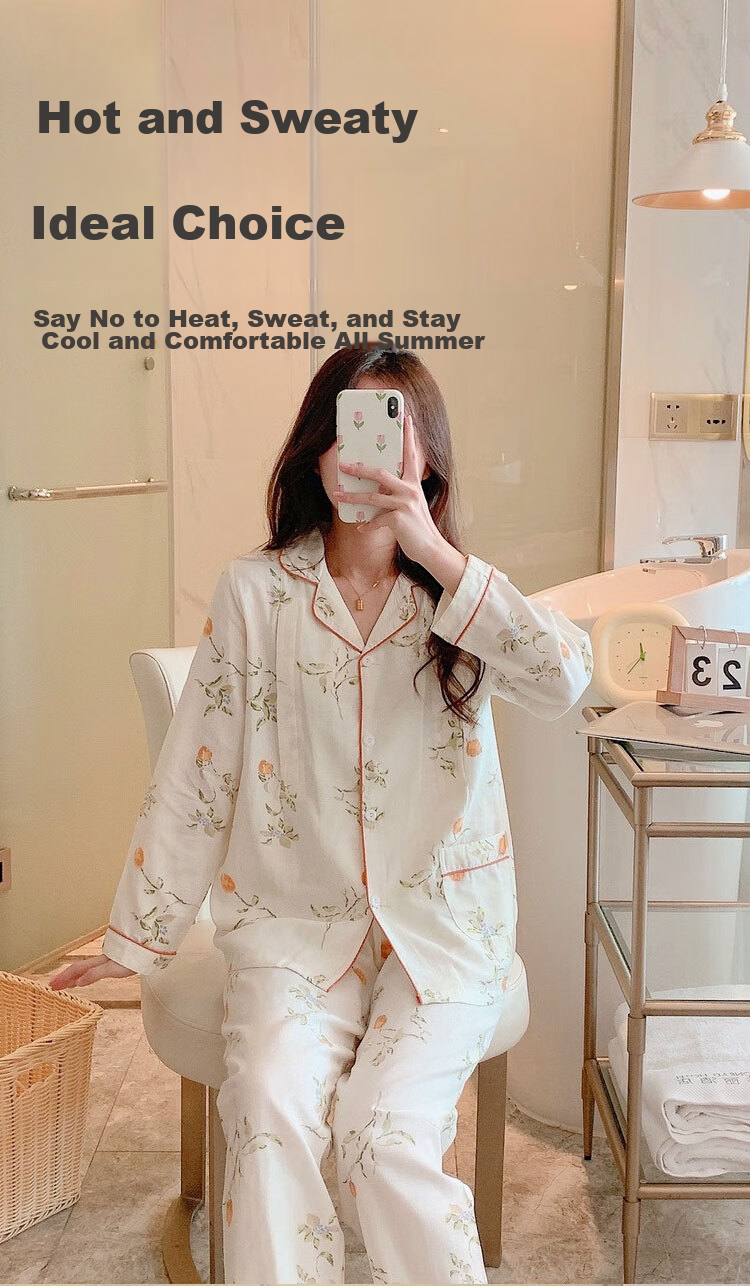 Aibaoshi Maternity Wear, Pure Cotton Gauze, Spring And Summer, Nursing Clothes for Pregnant Women, Breastfeeding Pajamas, Loungewear, Size L, Lemon M347 7
