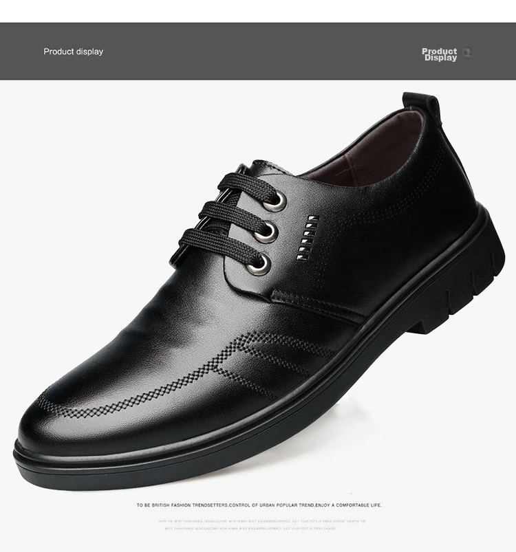 BEIOUTU Leather Shoes for Men, British Style Business Casual Lace-Up Round Toe Comfortable Formal Men's Shoes 7118 Black Size 39 13