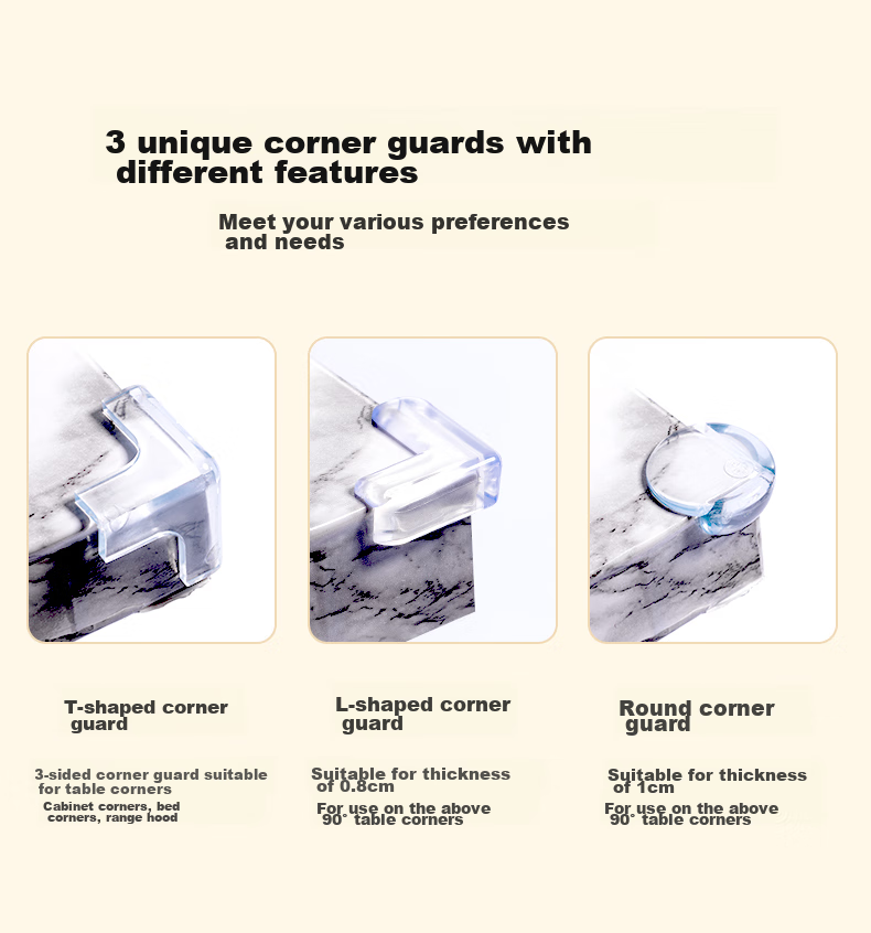 BFUT Transparent No-Adhesive Table Corner Guards, Anti-Collision Child Safety Edge Protectors, Anti-Bump Furniture Protection Covers, Set of 8 4