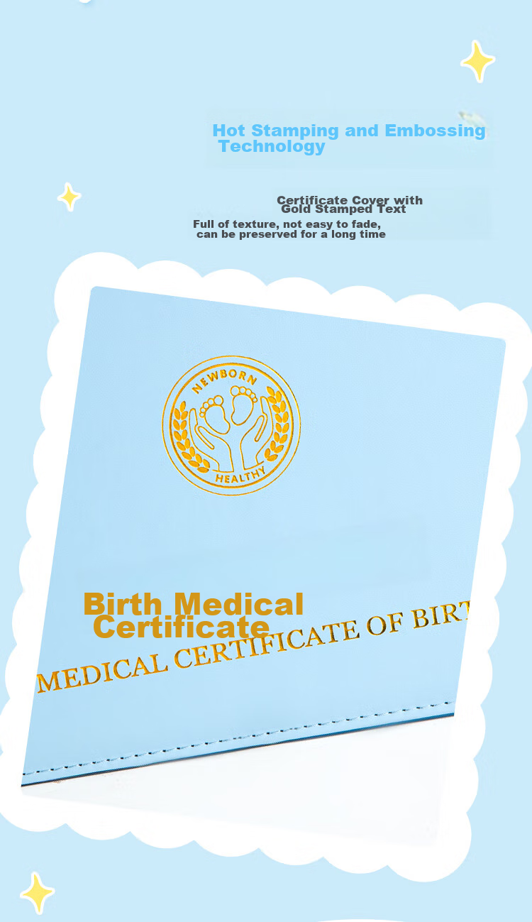 COMIX Medical Baby Birth Certificate Protective Cover, Standard Size 225*160mm, Universal for All Regions, Blue EA309 4