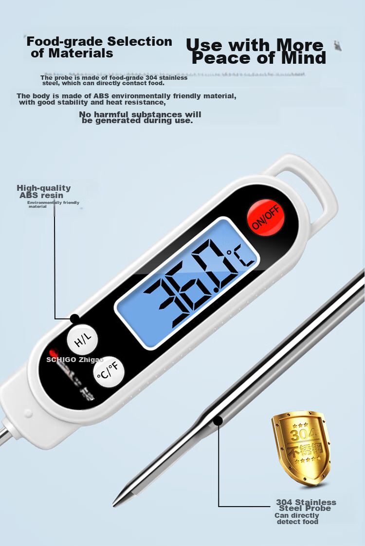 CHIGO ZG-8029S Thermometer, Precise Temperature Measurement, with Light, 304 Stainless Steel, for Kitchen Use, Baby Bathing 8