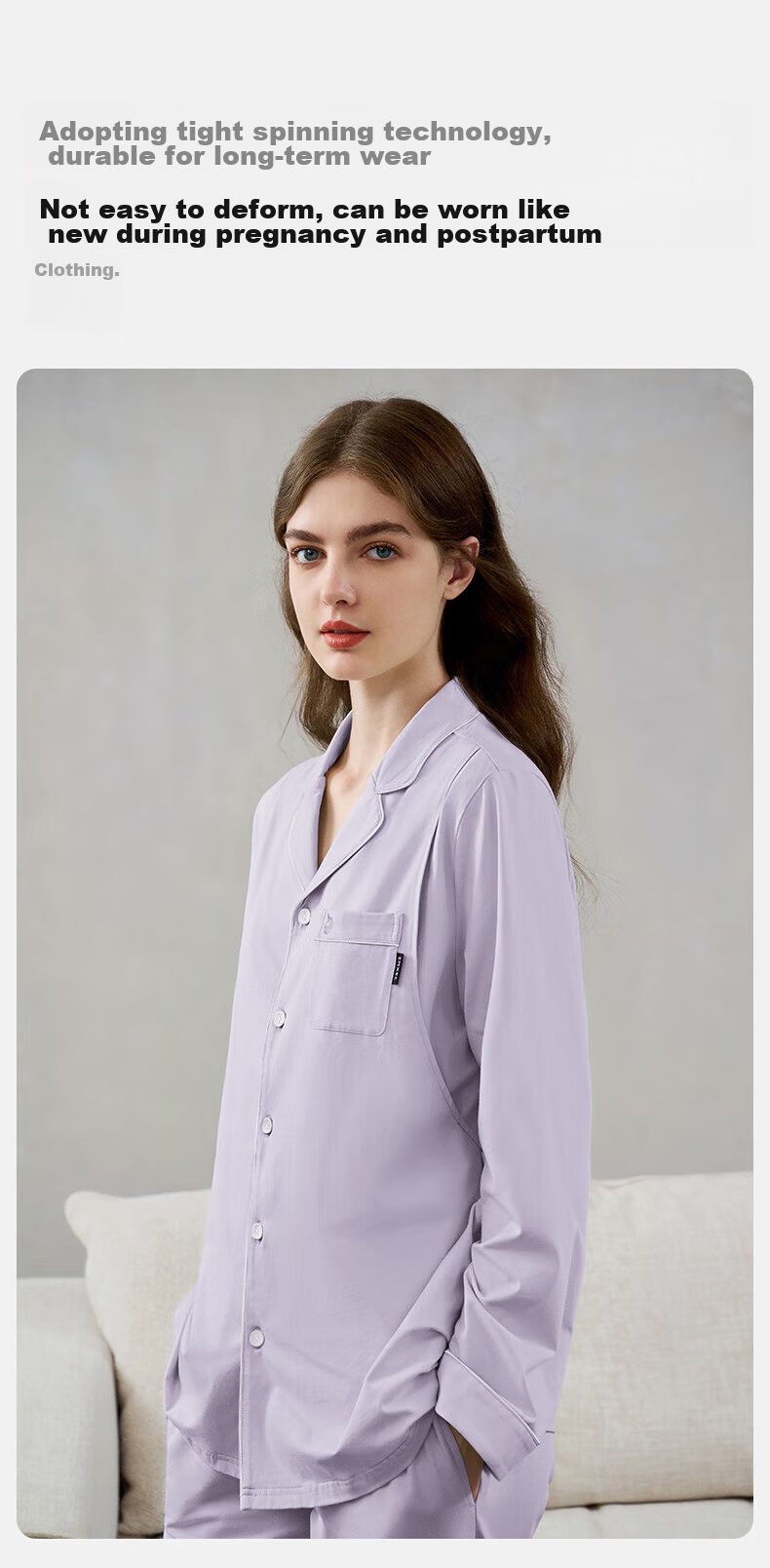 Manxi Spring and Autumn Thin Maternity Nursing Top Breathable Outwear with Built-in Chest Pads Purple M 22