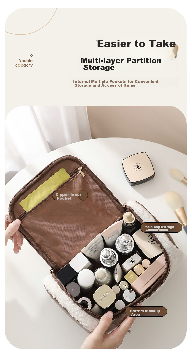 Lehuolvxing Portable Cosmetic Bag for Women, 2026 New Stylish Toiletry And Skincare Organizer, Large Capacity Waterproof Travel Set 7