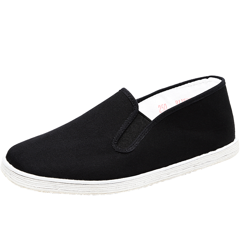 BUS HEYUAN Traditional Chinese Style Handmade Slip-On Thousand-Layer Sole Middle-Aged And Elderly Beijing Cloth Shoes for Men YW8101, All-Over Black Sole, Size 44