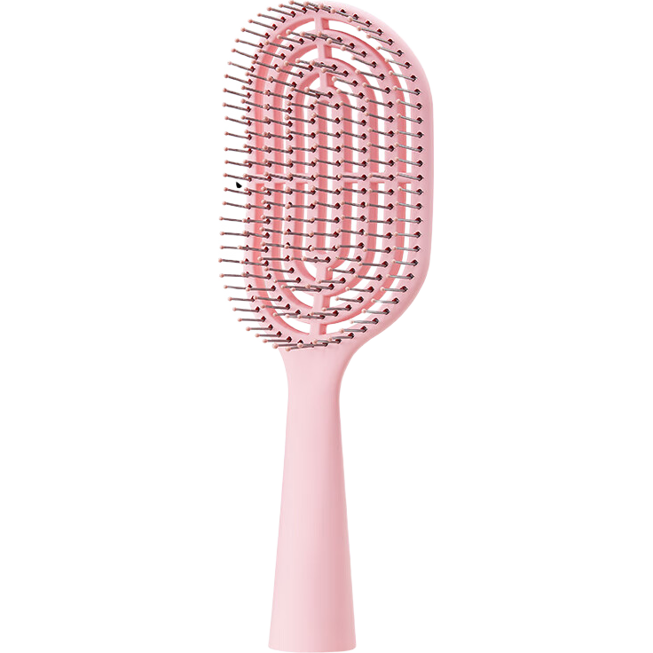 MINISO Upgraded Standing Long Handle Bone Comb Hair Styling Comb Gift with Cleaning Brush, Pink