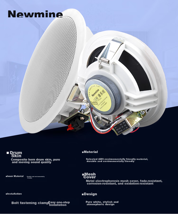 Newmine R16 Constant Voltage Ceiling Speaker Sound System Set, Suspended Ceiling Background Music Public Address Amplifier Speaker System (One-To) 11