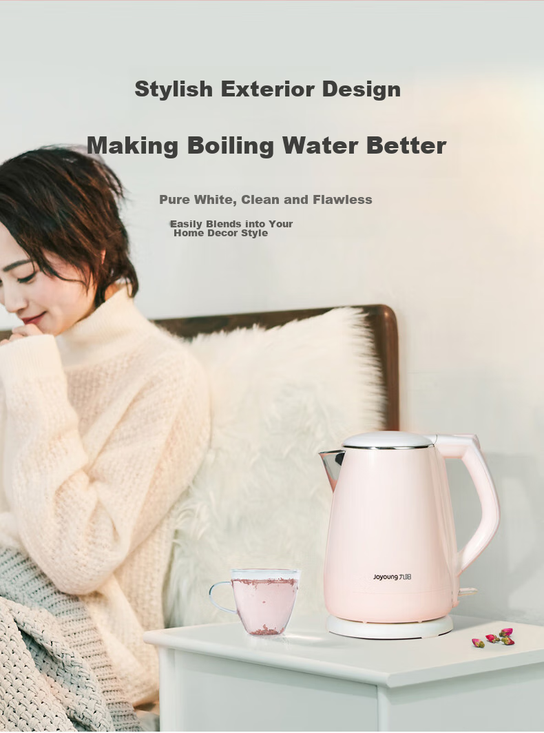 Joyoung Electric Kettle, Double-Layer Anti-Scalding 304 Stainless Steel, Large Capacity Household Water Boiler without Glue, K15-F626 4