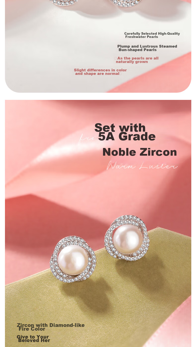 MANHE S925 Silver Stud Earrings for Women, Freshwater Pearl Earrings, Birthday Valentine's Day Gift for Girlfriend Or Mother 16