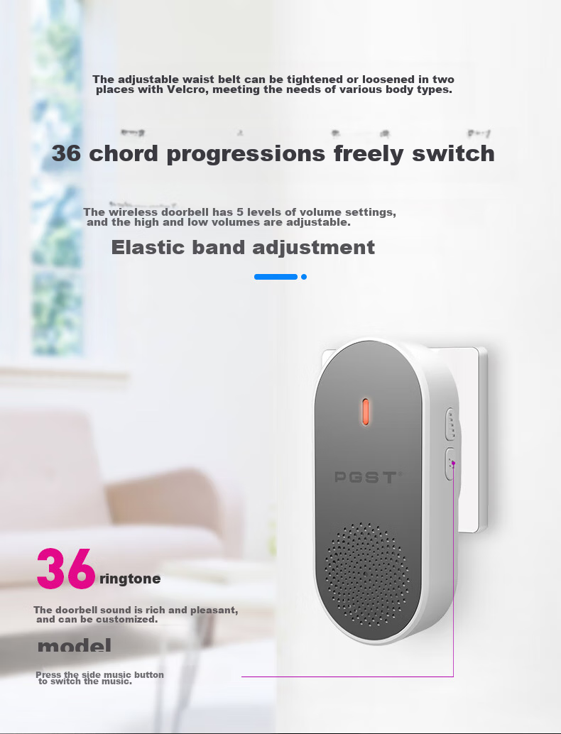 PGST Wireless Home Smart Doorbell with Long-Range Electronic Remote Control for Two Doors, Elderly And Patient Call Butto 15