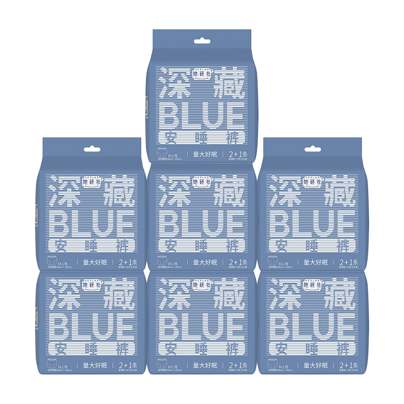 Herlab Deep Blue Sleep Pants, M-L Size, 21 Pieces, Comfort Panties, Nighttime Sleep Pants, Ultra-Thin Panty-Style Sanitary Napkins, Self-Operated