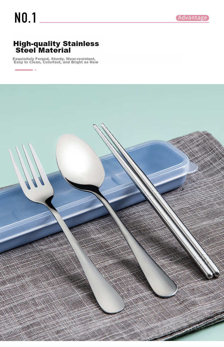 Shihua Fashion Stainless Steel Portable Cutlery Set, Chopsticks Spoon Fork Boxed Four-Piece Set SH-6361 4