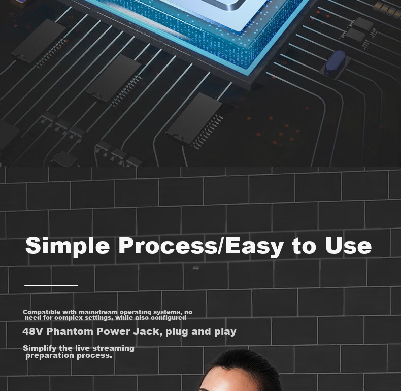 ISK UK500 Live Streaming Sound Card with Built-In 48V Power Supply, Compatible with Mobile Phones, Computers, Speakers, Internet Celebrities, Live Streaming, Douyin, Karaoke, And Recording Sound Cards, Plug And Play, Includes Universal OTG Cable 6