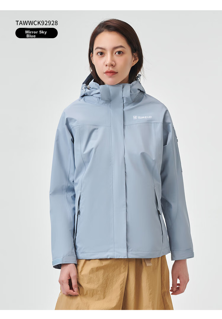 TOREAD Women's Outdoor Three-In Fleece Jacket, Detachable Two-Piece Set, Windproof, Warm Mountaineering Suit, Cold-Resistant Coat 32