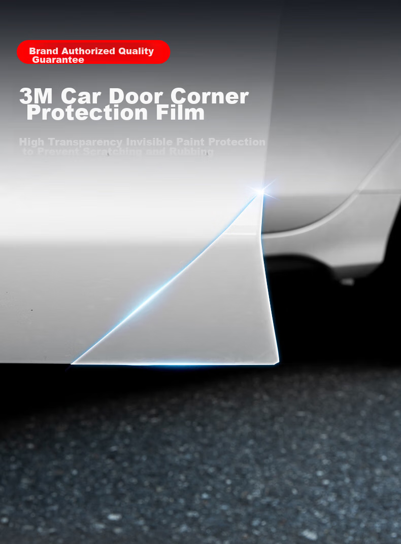 3M Car Protection Film, TPU Invisible Car Wrap, Full Vehicle Paint Protection, Rhinoceros Skin, Anti-Scratch, Anti-Collision, Self-Healing, Transparent Sticker, 12.4cm*12.4cm (5 Pieces), Door Corner 2