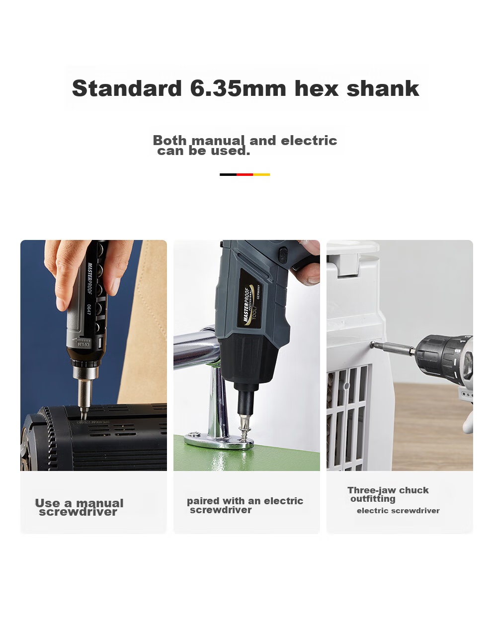 MASTERPROOF Electric Screwdriver, 6.35mm Screwdriver Bit Set, Hexagon, Torx, Special-Shaped Ratchet Wrench, Electric Screwdriver Bit, Short 2