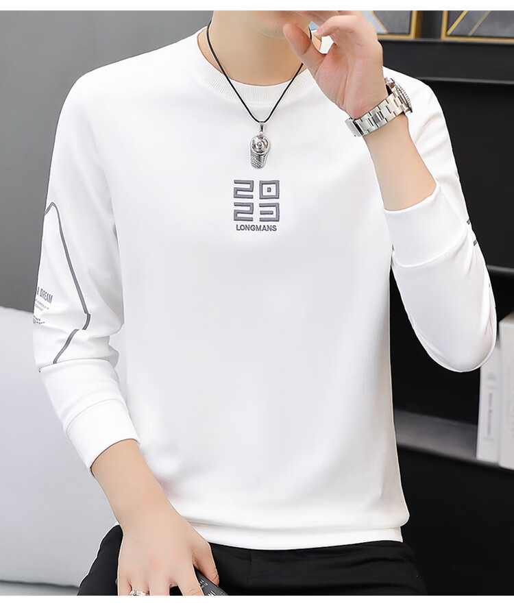 PLAYBOY Sweatshirt, Men's Spring Jacket, Trendy Round Neck Long-Sleeve T-Shirt, Casual Loose Top for Me 19