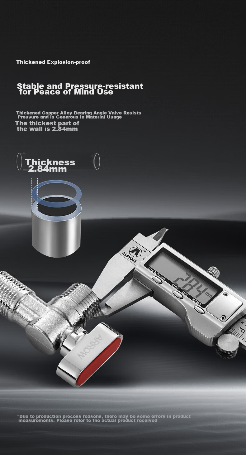 ARROW Copper Angle Valve, Spherical Valve Core, Full-Open High-Flow Ball Valve, Gas Water Heater, Wall-Mounted Boiler, V-Shaped Valve AE5280CP-C 3