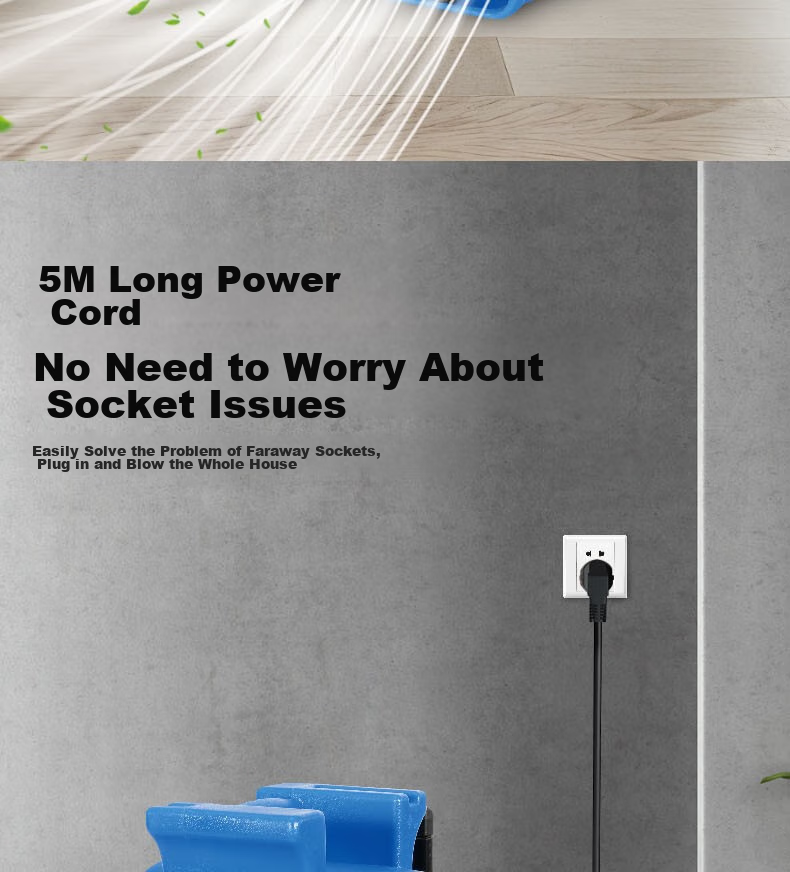 JIEBA BF535, Power 1000W, Wind Speed 25m/s, Floor Blower, Toilet Floor Dryer, Carpet Dryer, Blower (With Wheels + Handle) 9