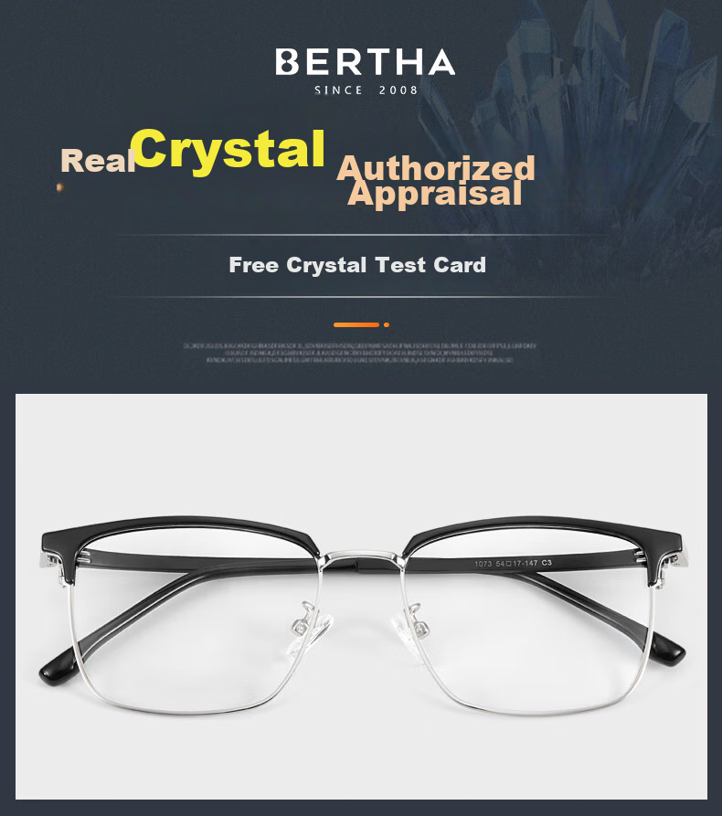 Bertha East China Sea Natural Crystal Lens Brand Reading Glasses for Men, Stone Eyeglasses, High-End Clear Anti-Scratch Wear-Resistant, Gift for Father 4
