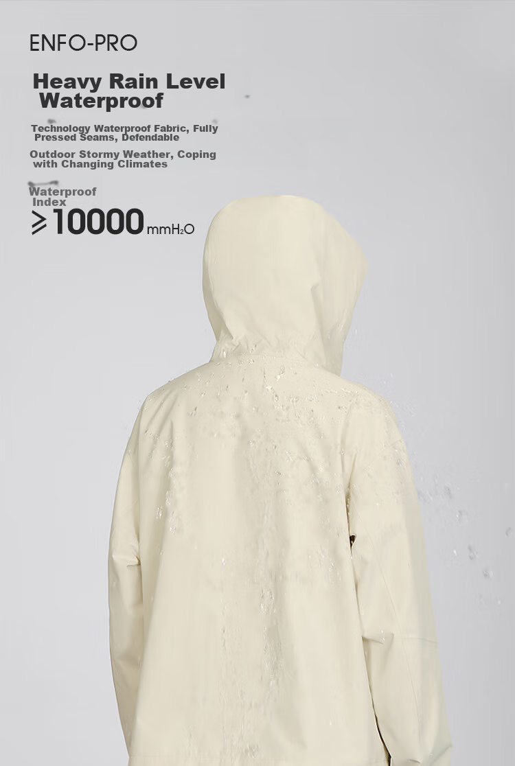 CAMEL Outdoor Waterproof Jacket, Single-Layer Coat, 31187 Flowing White, Men's XXXL 6
