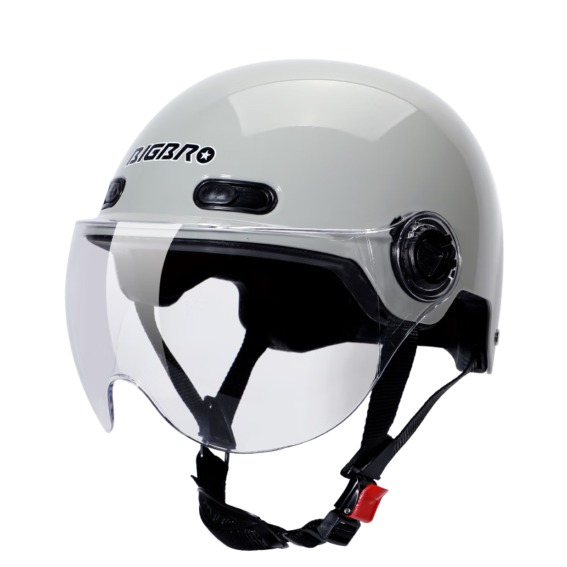 BIGBRO 008 Cement Gray New National Standard 3C Electric Motorcycle Helmet for Men And Women, Summer Sun Protection All-Season Universal Electric Scooter Summer Half Helmet
