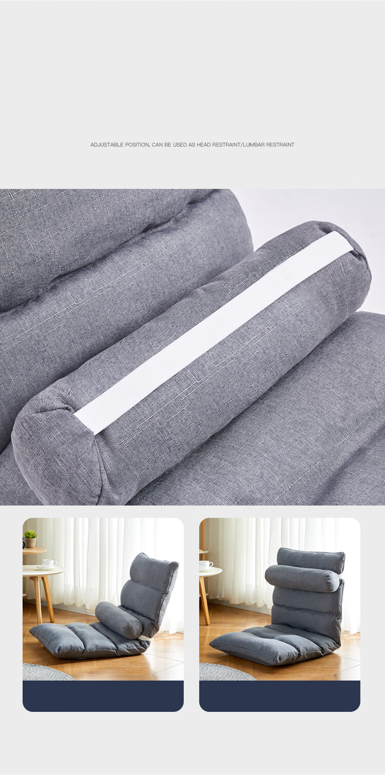 Yupin Lazy Sofa Bed, Backrest for Balcony, Small Apartment Bay Window Chair, Single Tatami Sofa Chair, LZ006 Gray 12