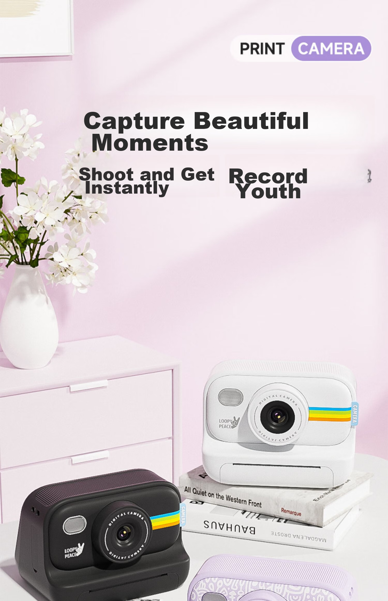MAQUCC Children's Instant Camera, Direct Photo Output for Students Aged 3-6 Girls' Toy, High-Quality Practical Birthday Gift, 7-8 Years Old, S9 White + 3 Rolls of Film 1