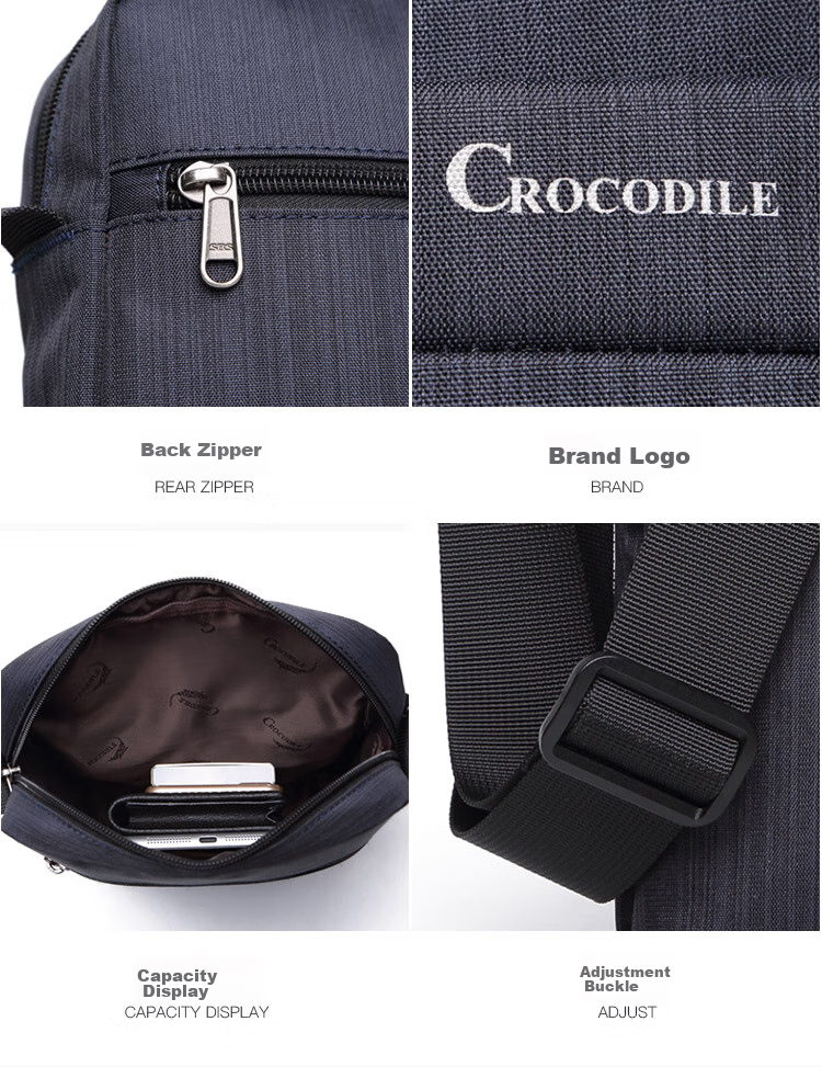 CROCODILE Men's Fabric Bag, Sports Casual Shoulder Bag, Simple Trendy Crossbody Vertical Style Bag, Gift B2002, Royal Blue 9
