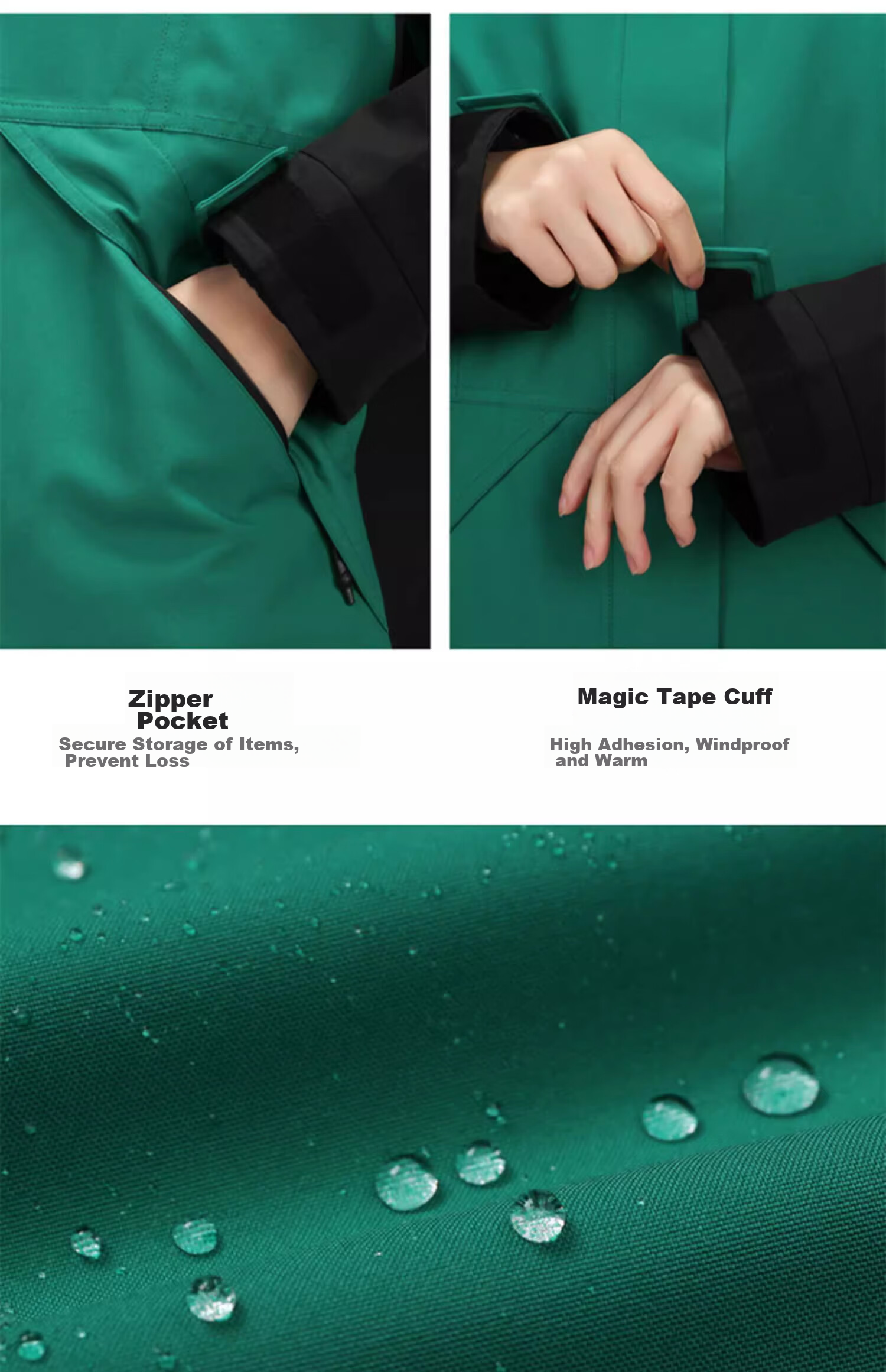 CAMEL Outdoor Cold-Resistant Jacket, Three-In Fleece Warm Mountaineering Suit, 7A12260001, Warm White/phantom Black 30