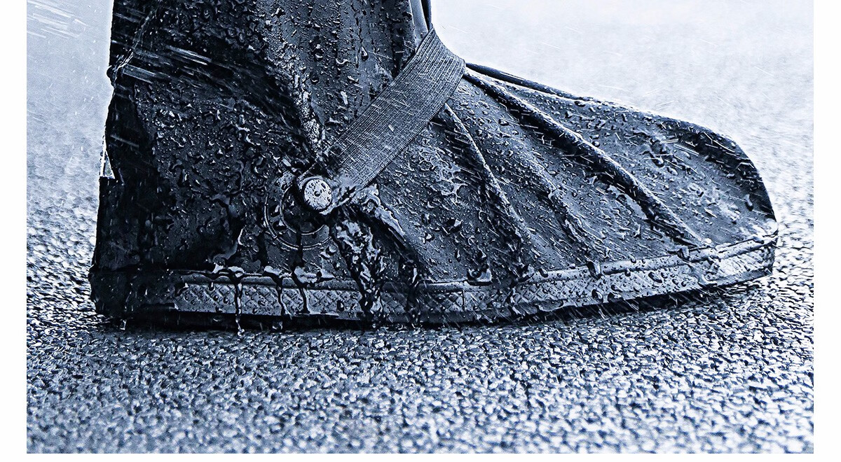 BWNK High-Top Rain Boot Covers, Waterproof Non-Slip Thickened Rubber Sole Wear-Resistant Outdoor Cycling Shoe Covers Rain Boots L Black 7