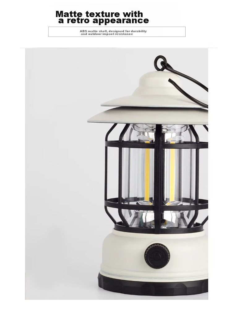 Lewang Retro Camping Light, Outdoor Tent Lamp, Home Emergency Lantern, Multi-Functional Handheld Vintage Lantern, Cream White 8