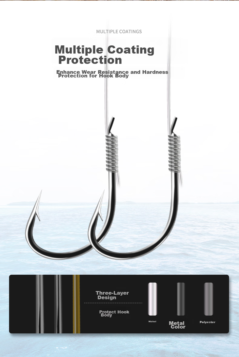 GW 5# Golden Sleeve Fish Hook, Platform Fishing Rod Line, Double Hook Sleeve Hook, Fishing Tackle with Barbs, 50CM Extended Handmade Binding Fish Hook, 10 Sets Per Pack, 2 Packs 4