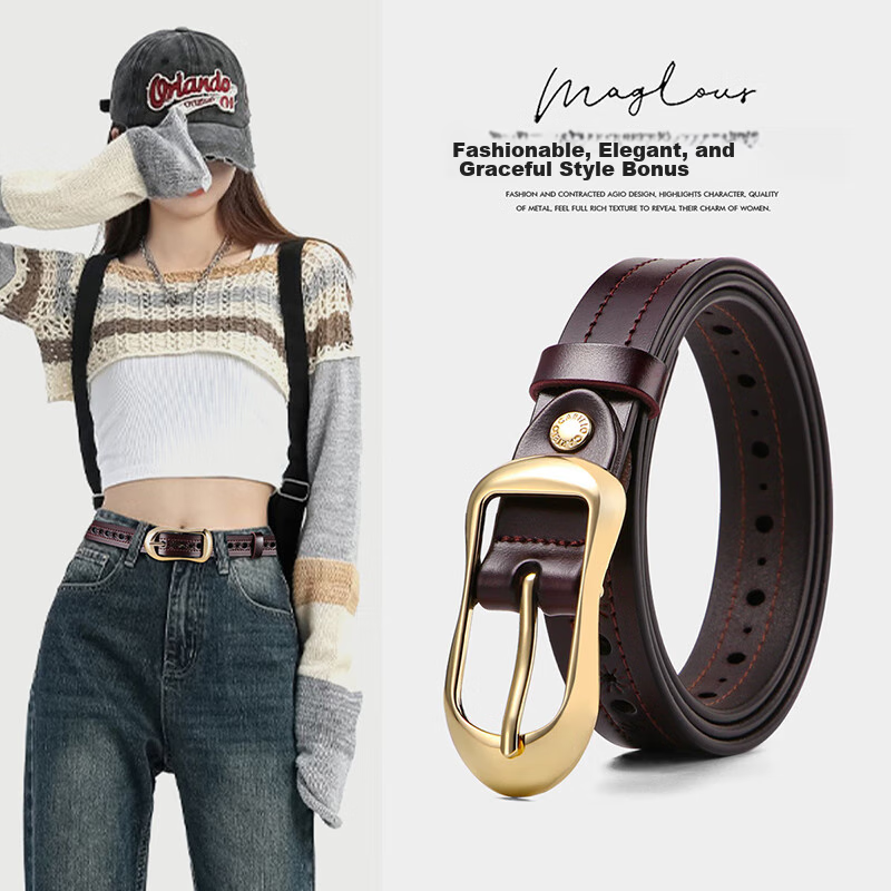 CARTELO Women's Thin Belt, Fashionable Decorative Simple Pin Buckle Trouser Belt, Gift