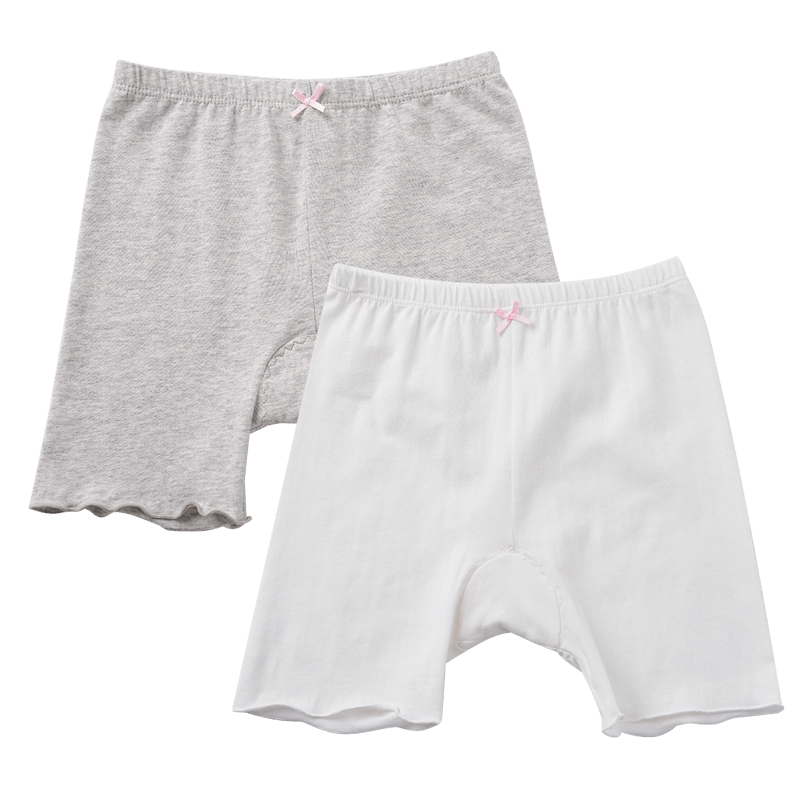 LangSha Children's Underwear, Girls' Safety Shorts, Cotton Anti-Exposure Underwear, Big Kids Boxer Briefs, 2-Pack, Gray And White, Size 140