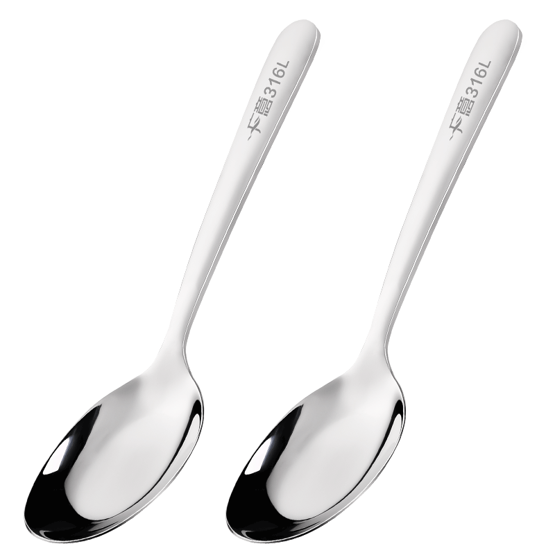 Guangyi Spoons, 316L Stainless Steel Soup Spoons, Enlarged Flat-Bottom Spoons, Dining Spoons, Children's Spoons, Set of 2, GY8550